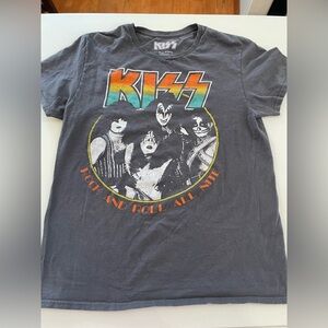 Kiss Rock Band Tee Tshirt Medium Womens Medium Gray Punk‎